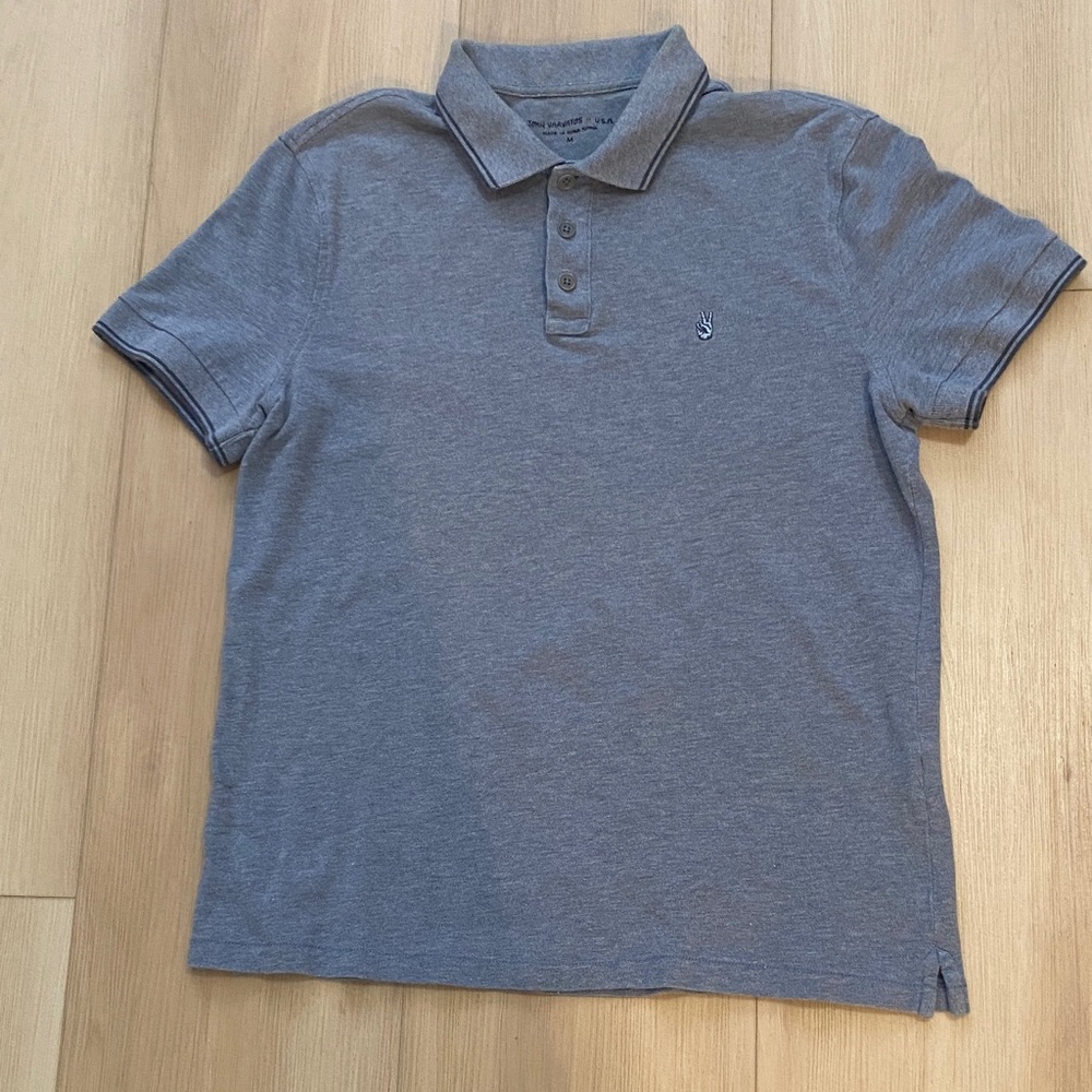 John Varvatos Men's Heather Gray Polo with Contrast Trim